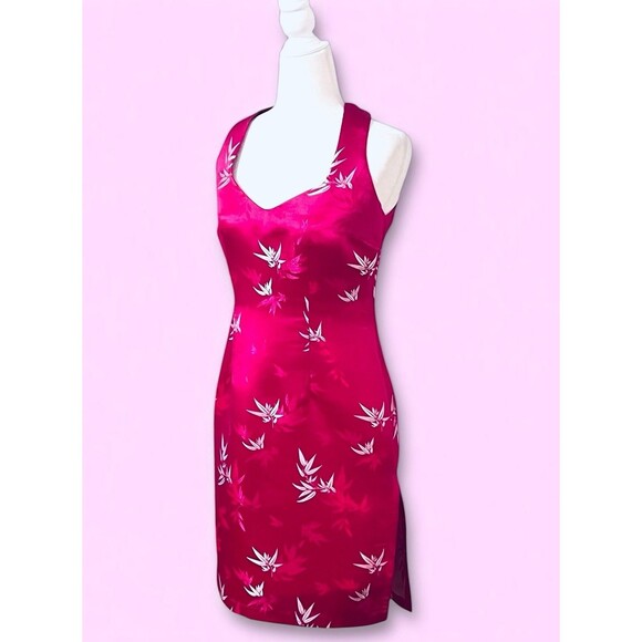 Frederick’s of Hollywood Pink Asain Floral Brocade Sleeveless Sheath Dress Sz 10 - Picture 1 of 10